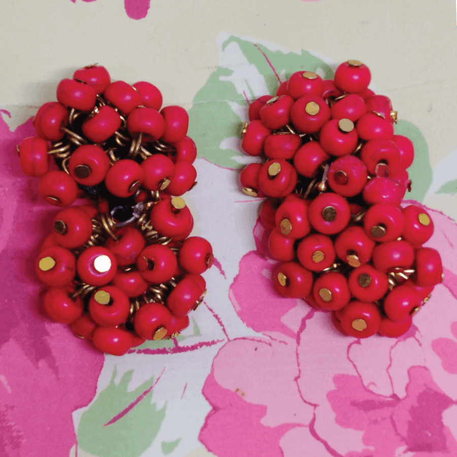 Raspberry clip earrings