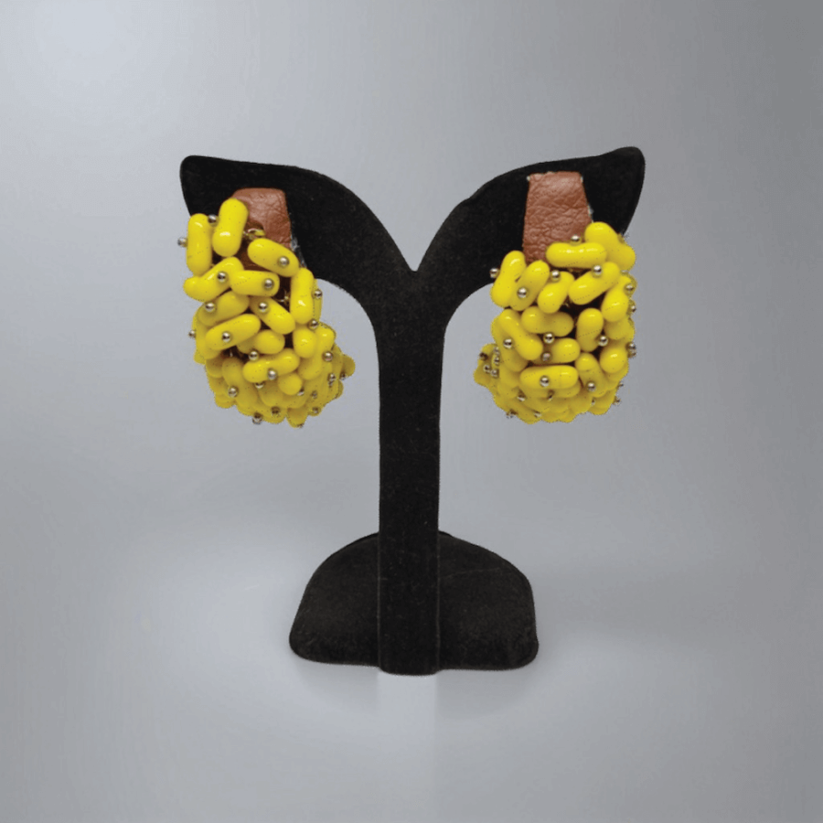 Yellow Beaded Earrings 2